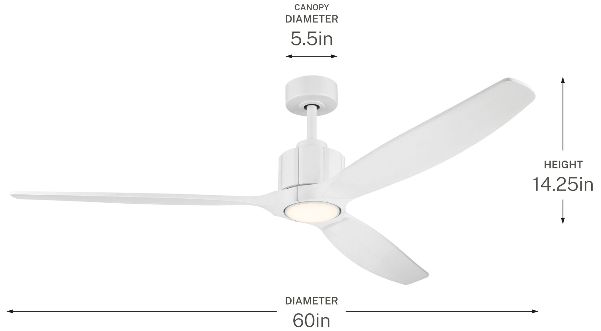 Kichler Calyx 3 Blade 60" Ceiling Fan Matte White Solid Wood White Blades
