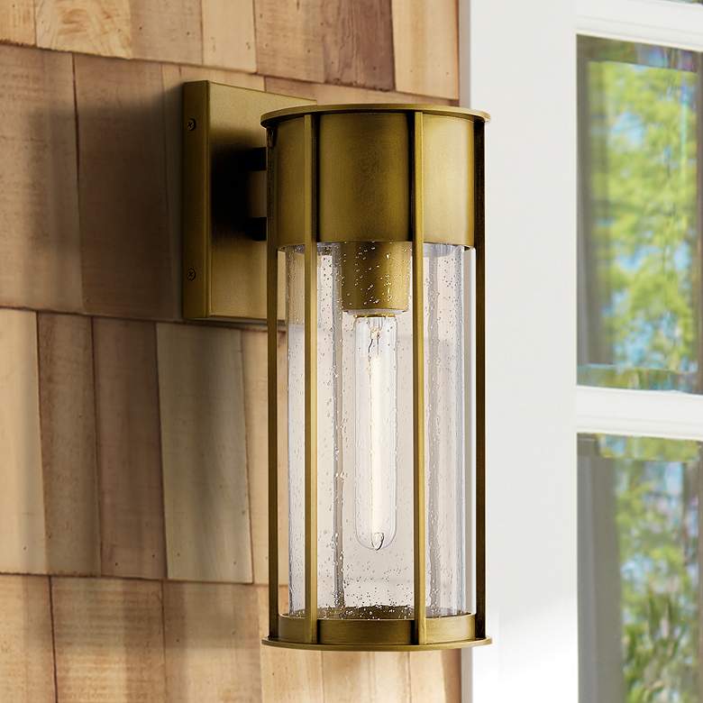 Image 1 Kichler Camillo 14 3/4 inchH Natural Brass Outdoor Wall Light