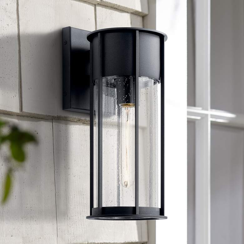 Image 1 Kichler Camillo 14 3/4"H Textured Black Outdoor Wall Light
