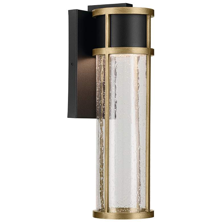 Image 1 Kichler Camillo 15 3/4 inch High Black and Brass Outdoor Wall Light