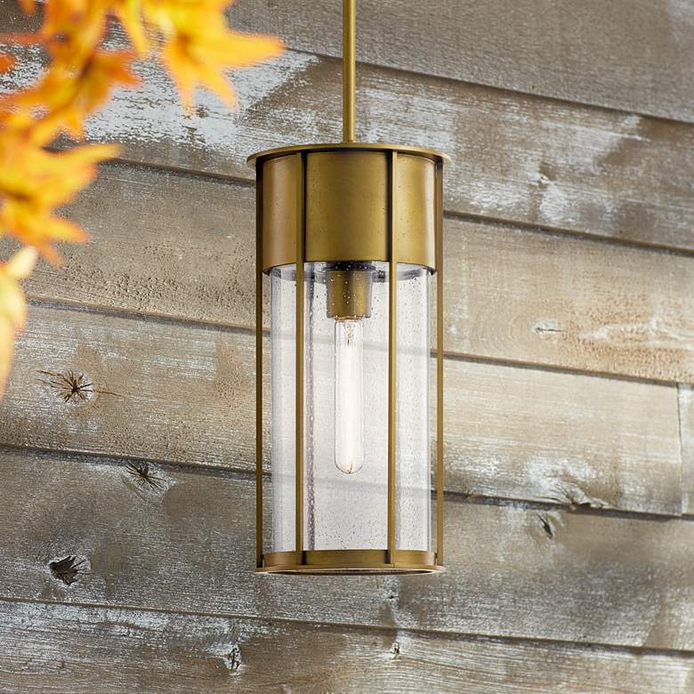 Image 1 Kichler Camillo 17 1/2 inchH Natural Brass Outdoor Hanging Light