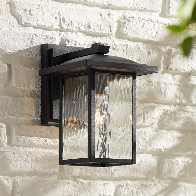 Image 1 Kichler Capanna 10 1/4 inchH Textured Black Outdoor Wall Light