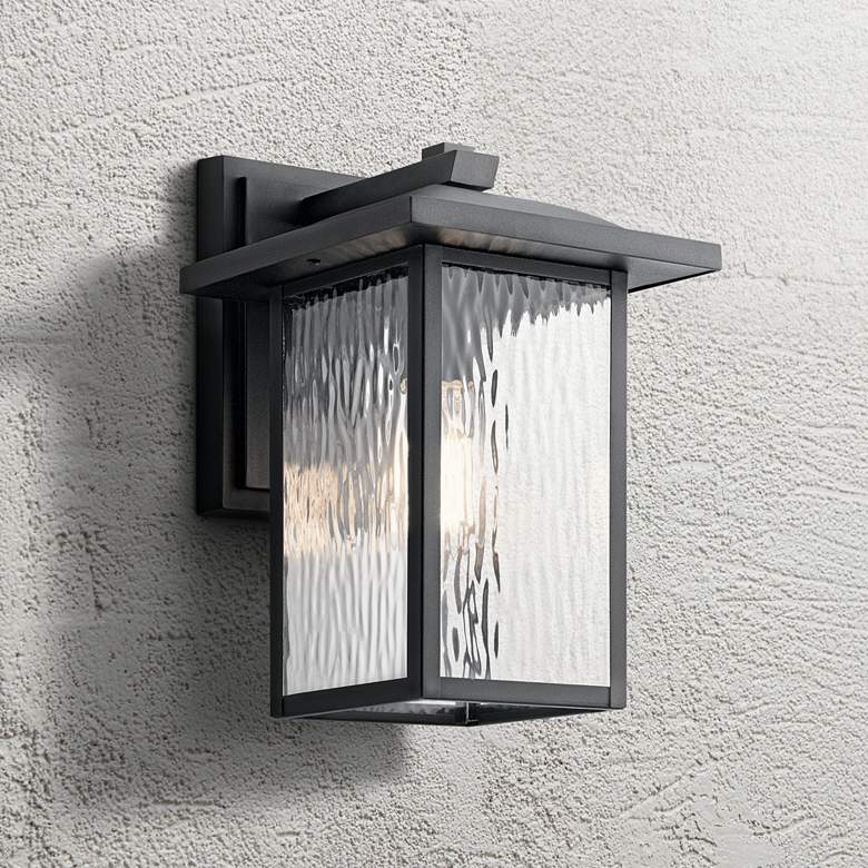 Image 1 Kichler Capanna 13 1/4 inchH Textured Black Outdoor Wall Light