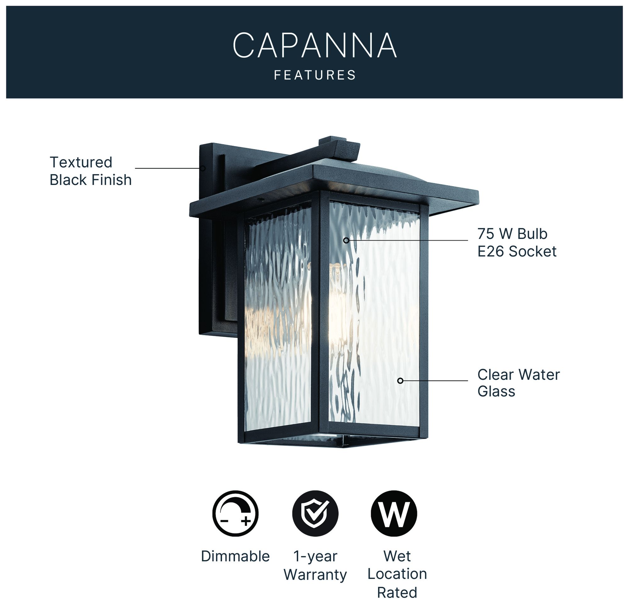 Image 5 Kichler Capanna 13 1/4"H Textured Black Outdoor Wall Light more views