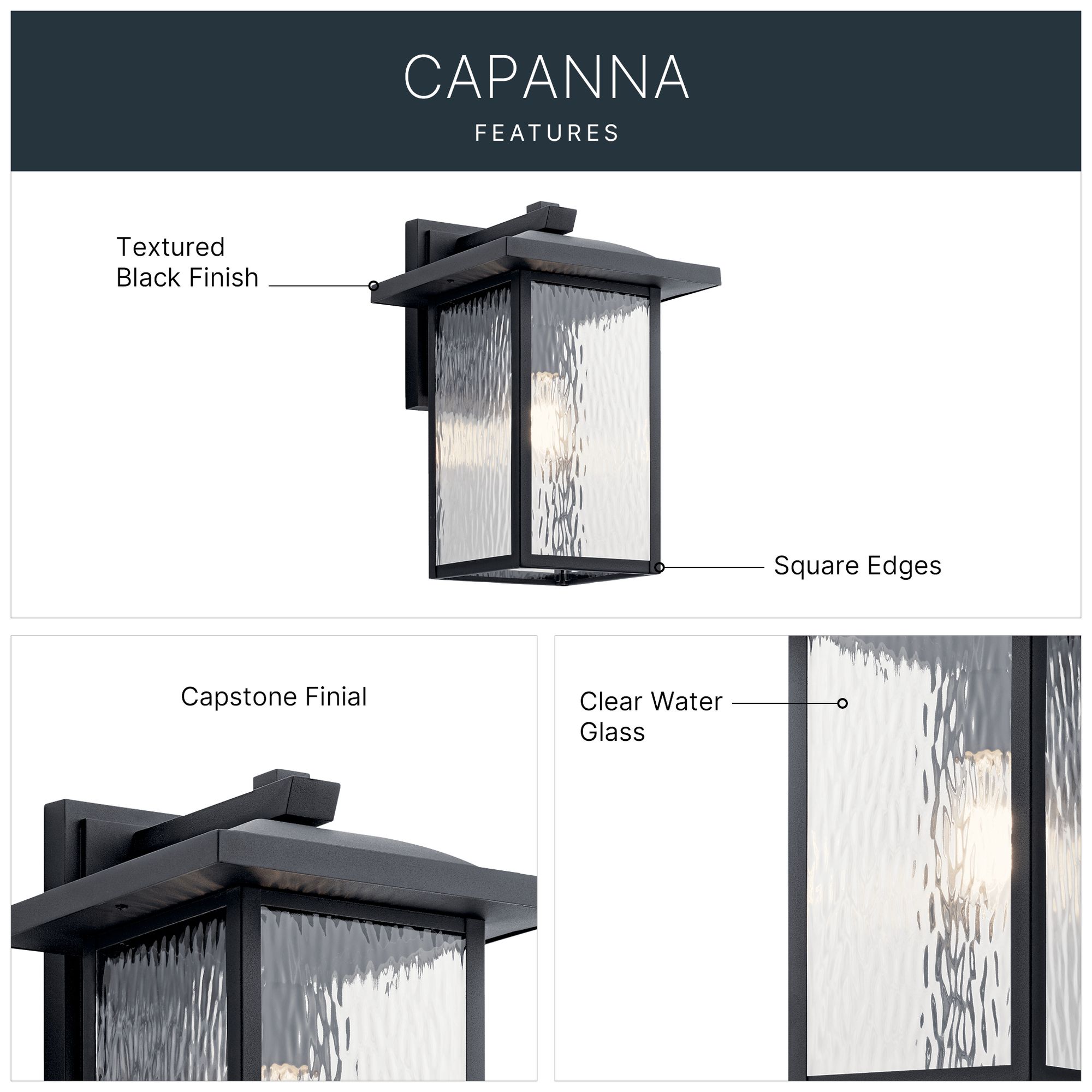 Image 3 Kichler Capanna 16" High Textured Black Outdoor Wall Light more views