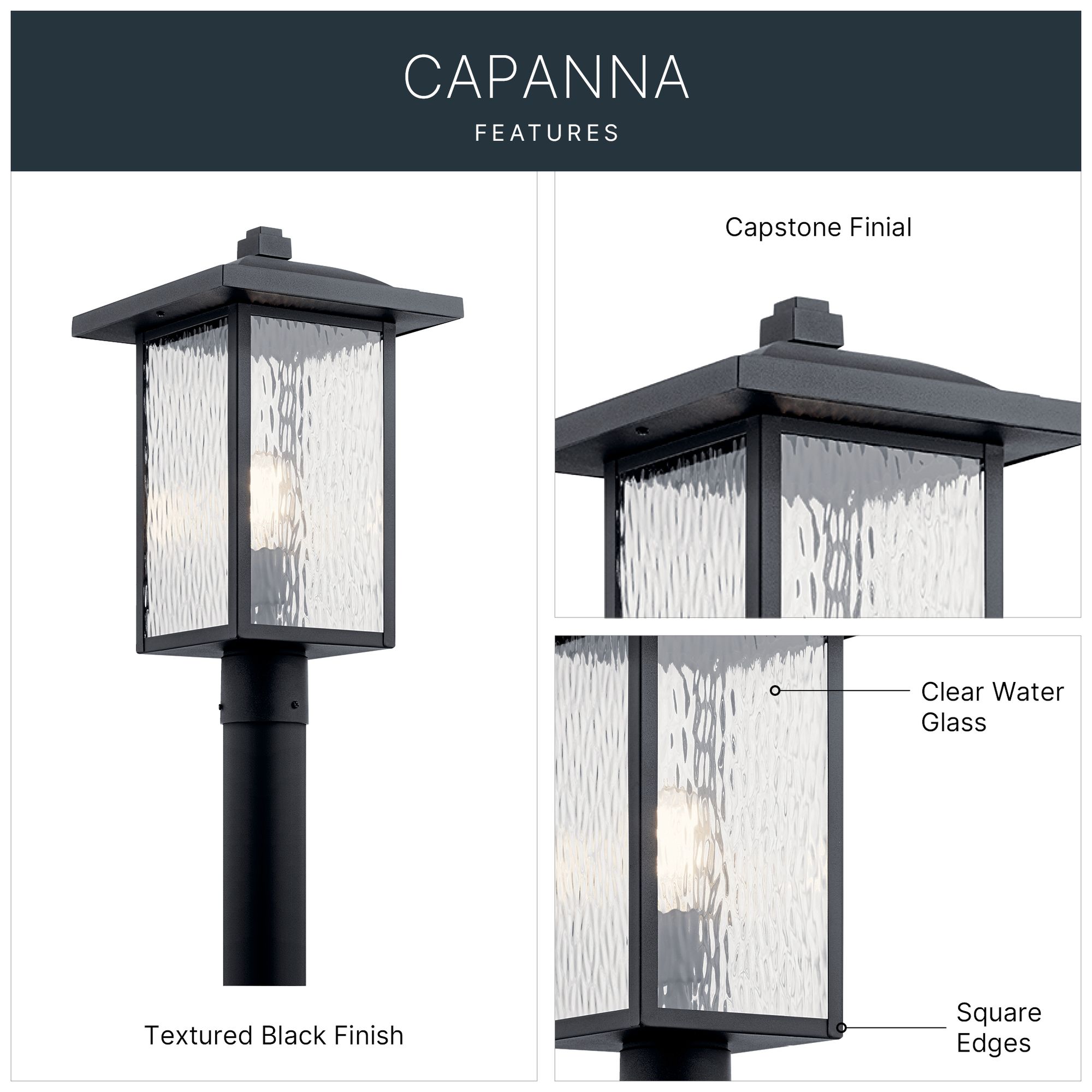 Image 4 Kichler Capanna 18 1/4" High Textured Black Outdoor Post Light more views