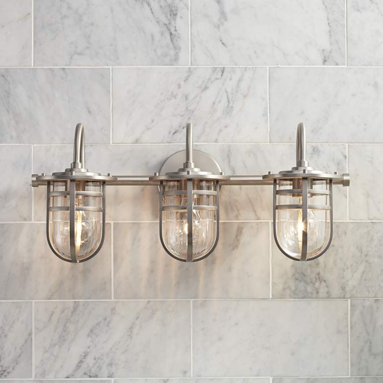 Image 4 Kichler Caparros 24 inchW 3-Light Brushed Nickel Bath Light more views