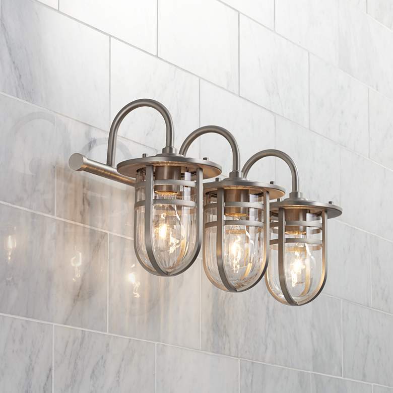 Image 5 Kichler Caparros 24 inchW 3-Light Brushed Nickel Bath Light more views