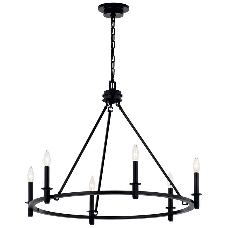 Image 1 Kichler Carrick 32 1/4" Wide 6-Light Black Ring Candelabra Chandelier