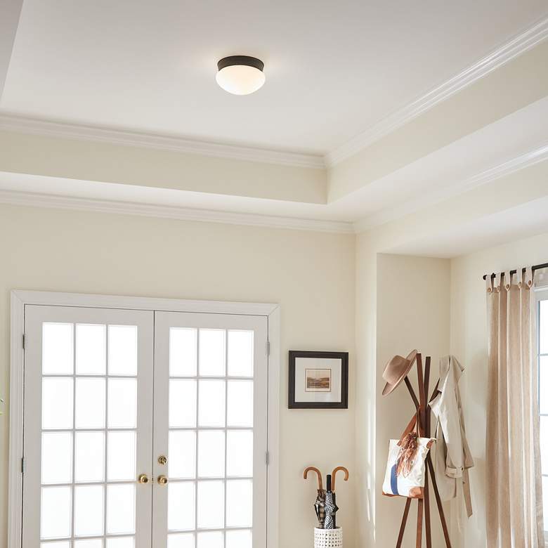 Image 3 Kichler Ceiling Space 8.8" Wide Olde Bronze Flushmount Ceiling Light more views