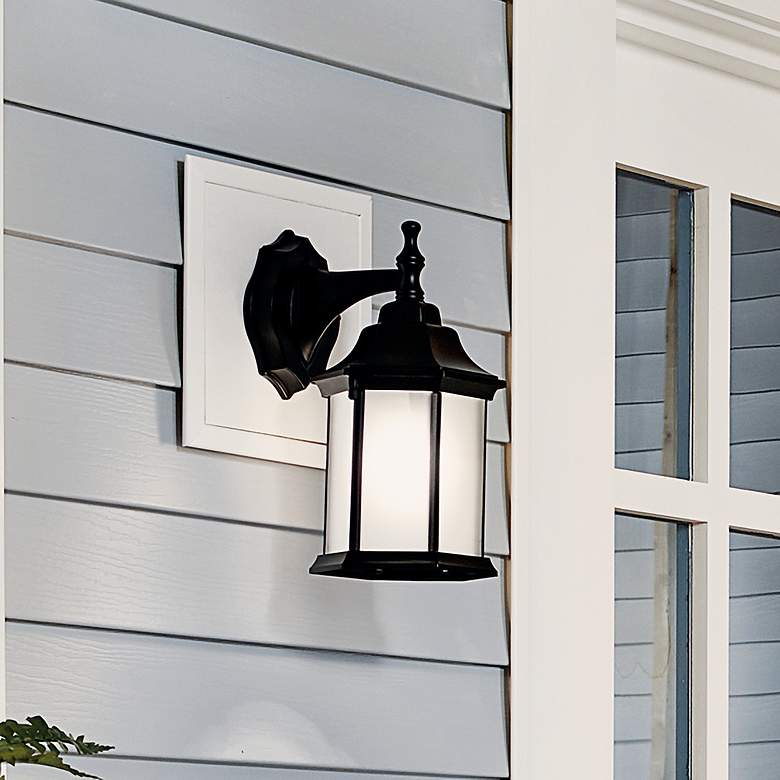 Image 1 Kichler Chesapeake 12" Black Lantern Traditional Outdoor Wall Light