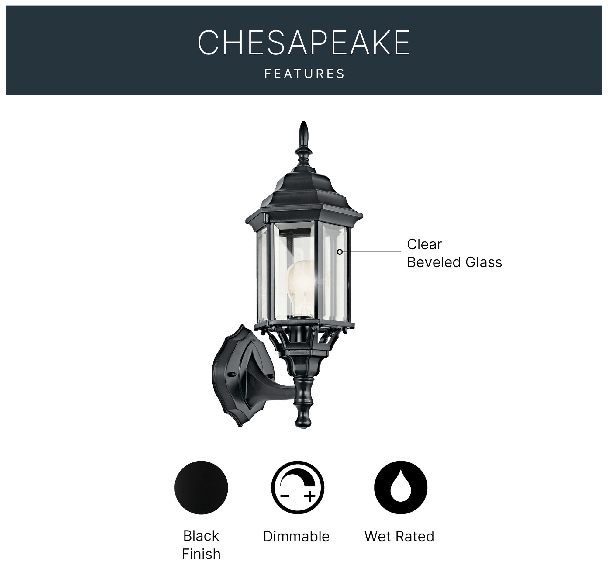 Image 3 Kichler Chesapeake 17" High Black Traditional Outdoor Wall Light more views