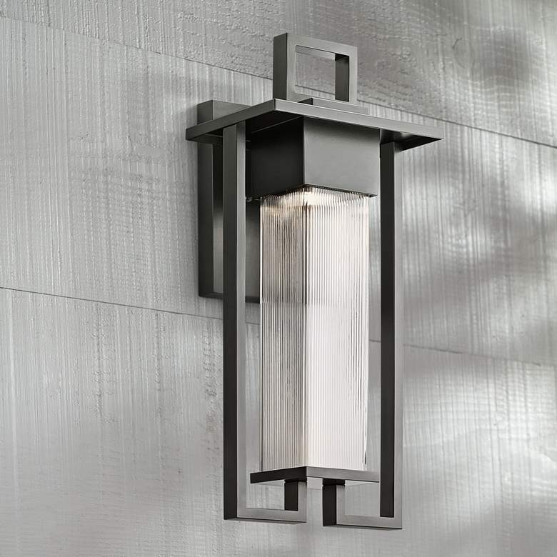 Image 1 Kichler Chlebo 21 1/4 inchH Black Outdoor Halogen Wall Light