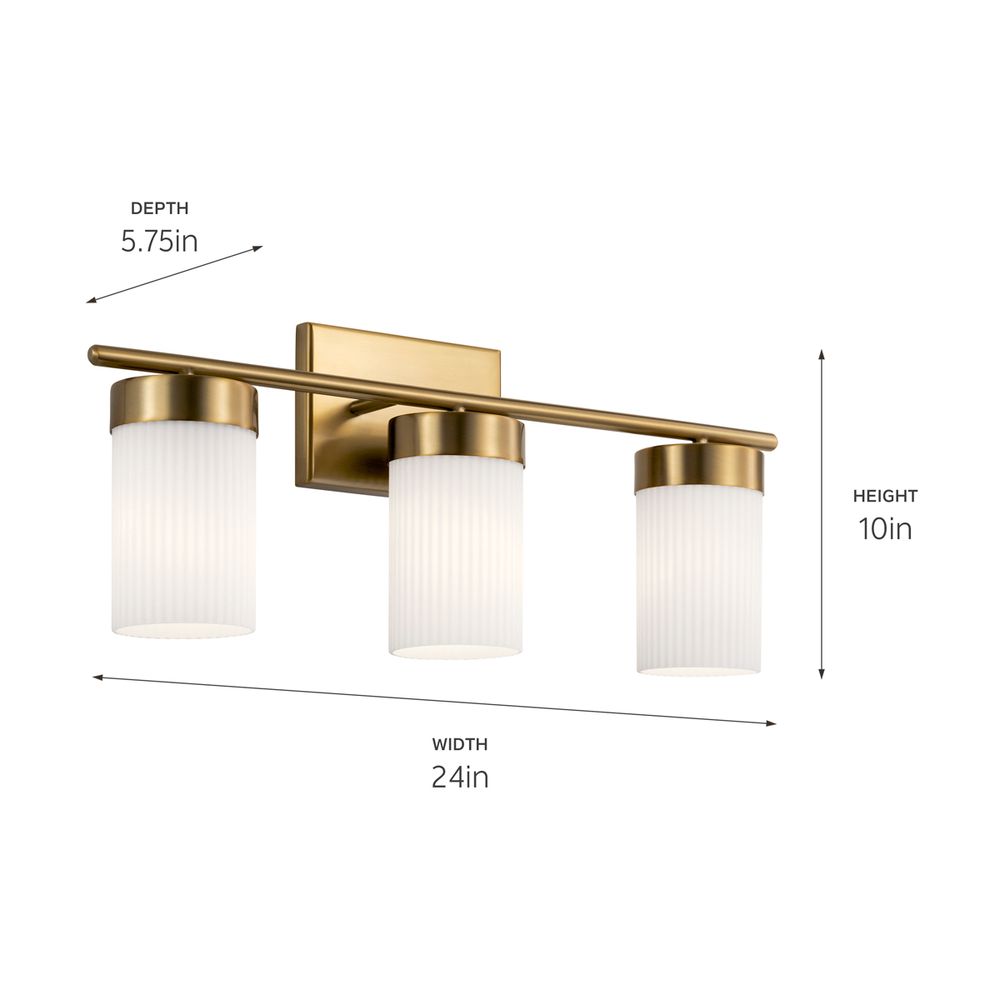 Image 5 Kichler Ciona Brushed Natural Brass Bath 3Lt more views