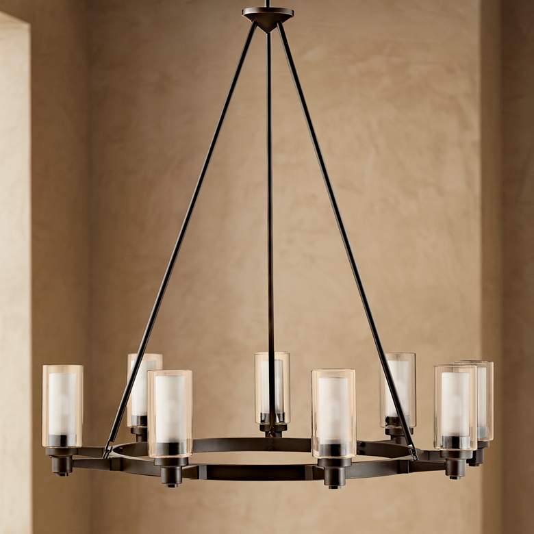Image 1 Kichler Circolo 36" Wide Olde Bronze Wagon Wheel Ring Chandelier