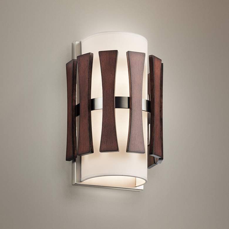 Image 1 Kichler Cirus 12" High Auburn Stained 2-Light Wall Sconce