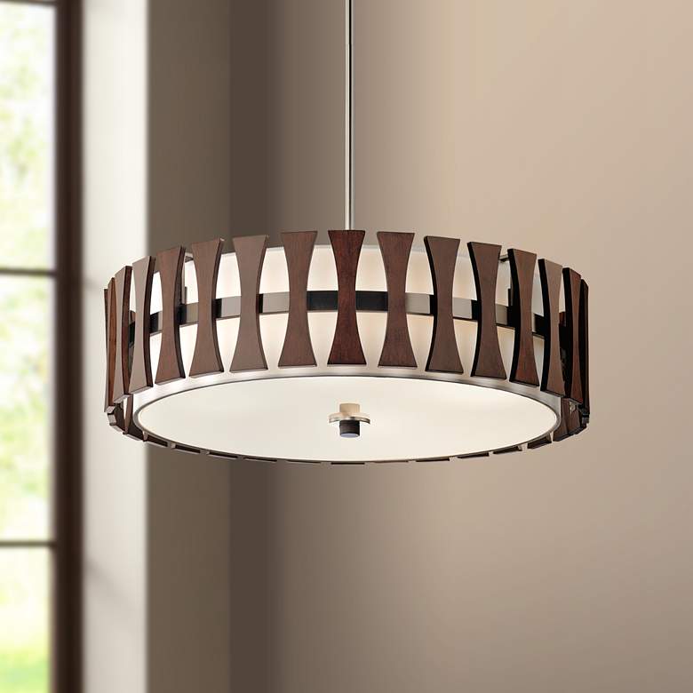 Kichler Cirus 24&quot; Wide Auburn Wood Convertible Pendant Light