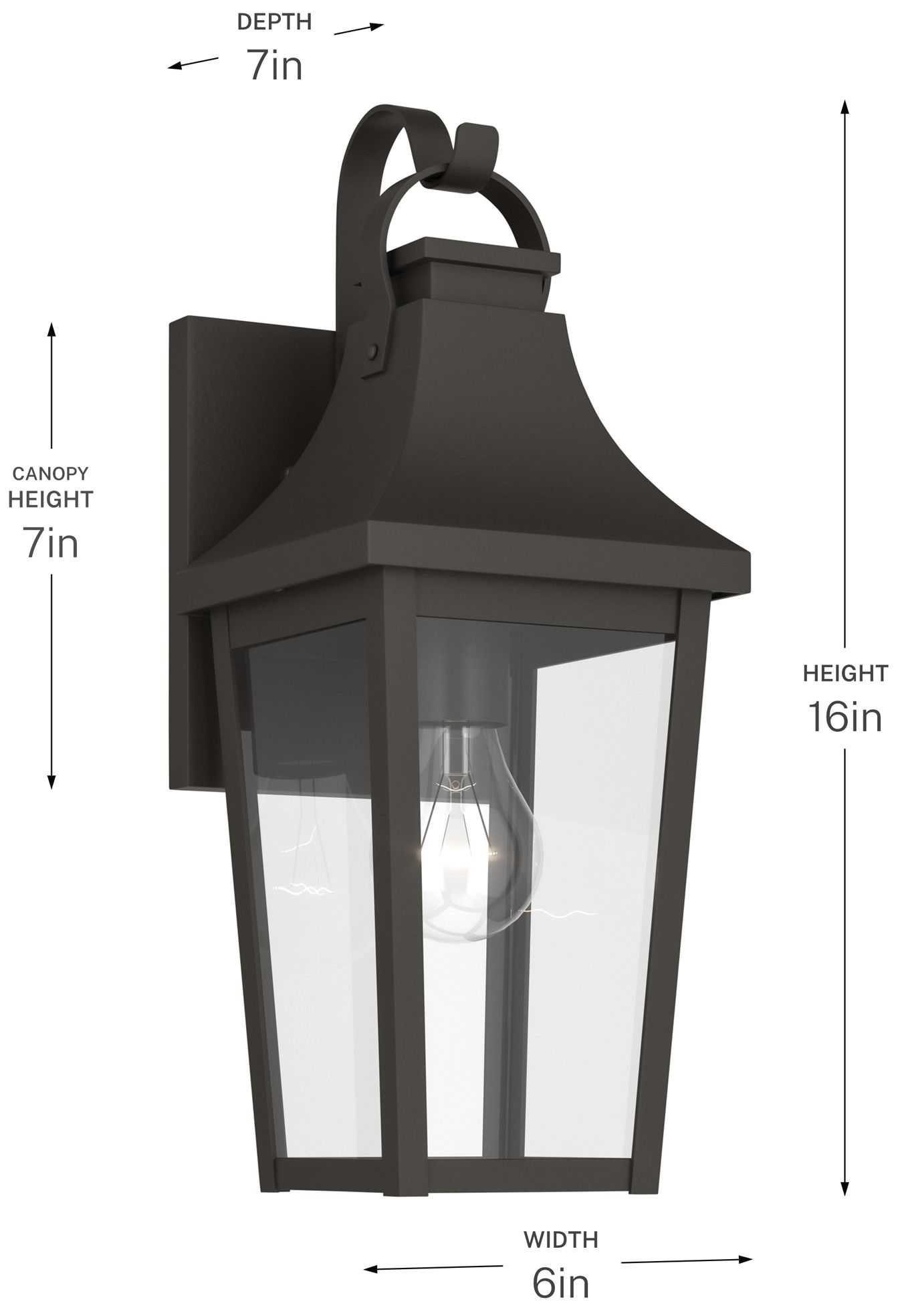 Kichler Cleary 16" 1-Light Outdoor Wall Light Clear Glass Olde Bronze