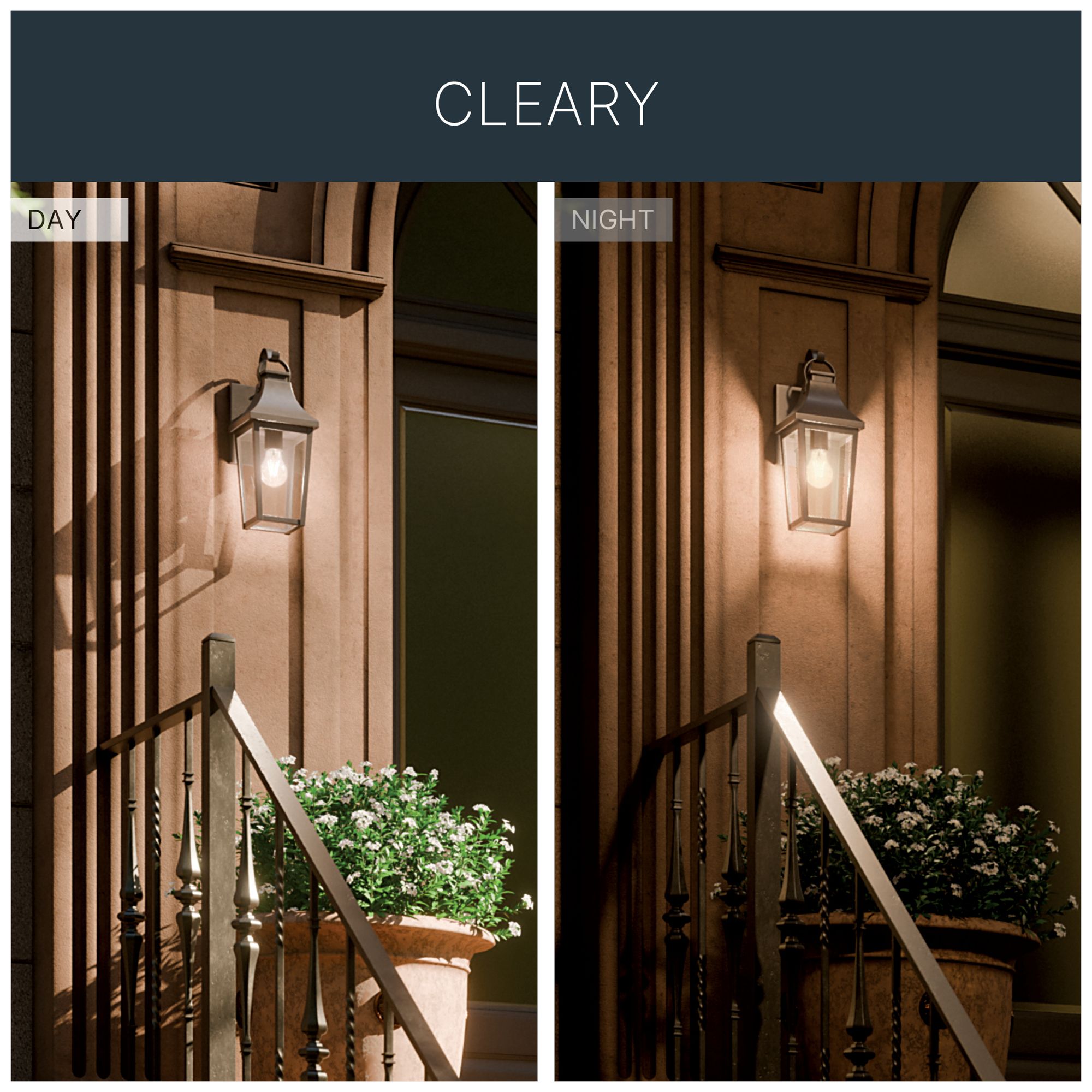 Kichler Cleary 16" 1-Light Outdoor Wall Light Clear Glass Olde Bronze
