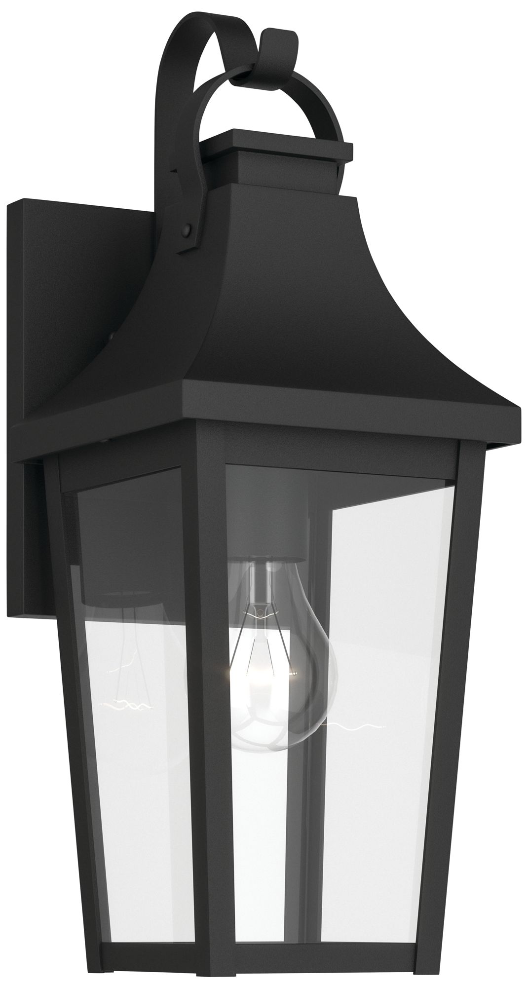 Kichler Cleary 16" 1-Light Outdoor Wall Light Clear Glass Textured Black