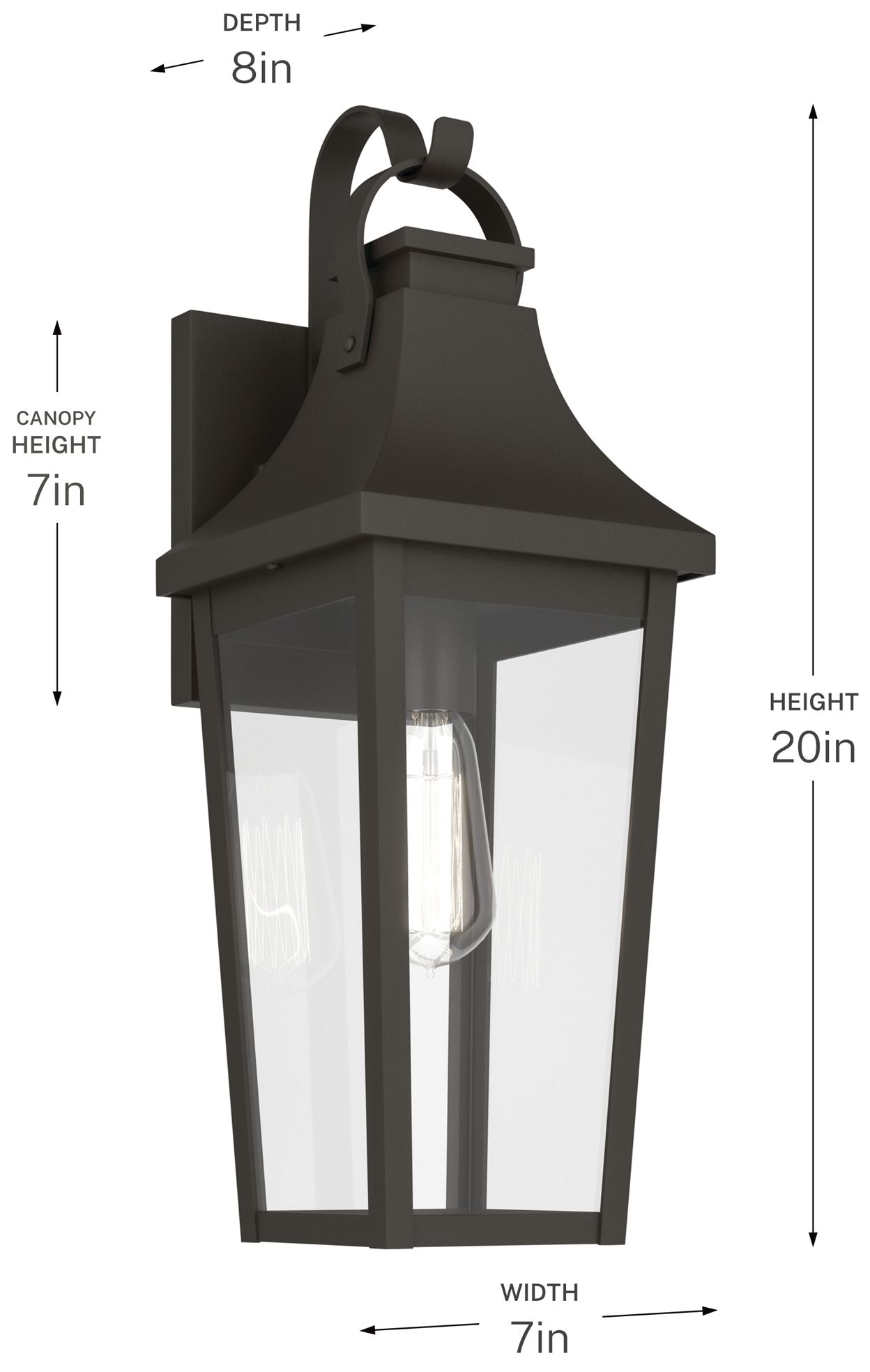Image 7 Kichler Cleary 20" 1-Light Outdoor Wall Light Clear Glass Olde Bronze more views