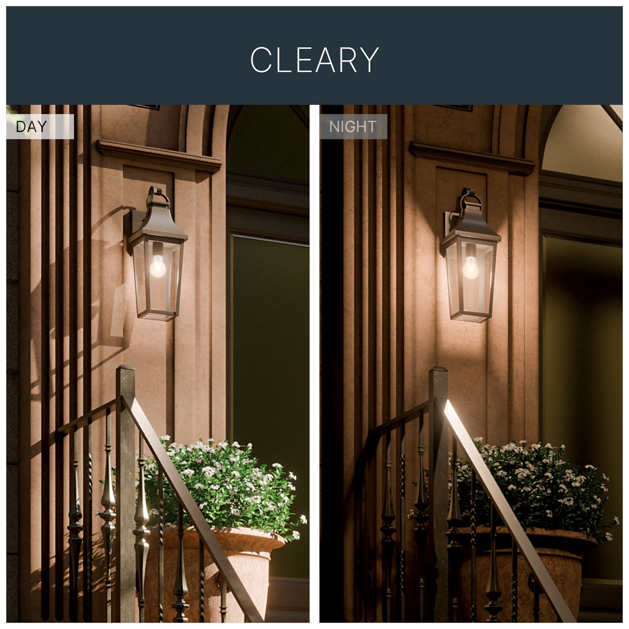 Kichler Cleary 20" 1-Light Outdoor Wall Light Clear Glass Olde Bronze