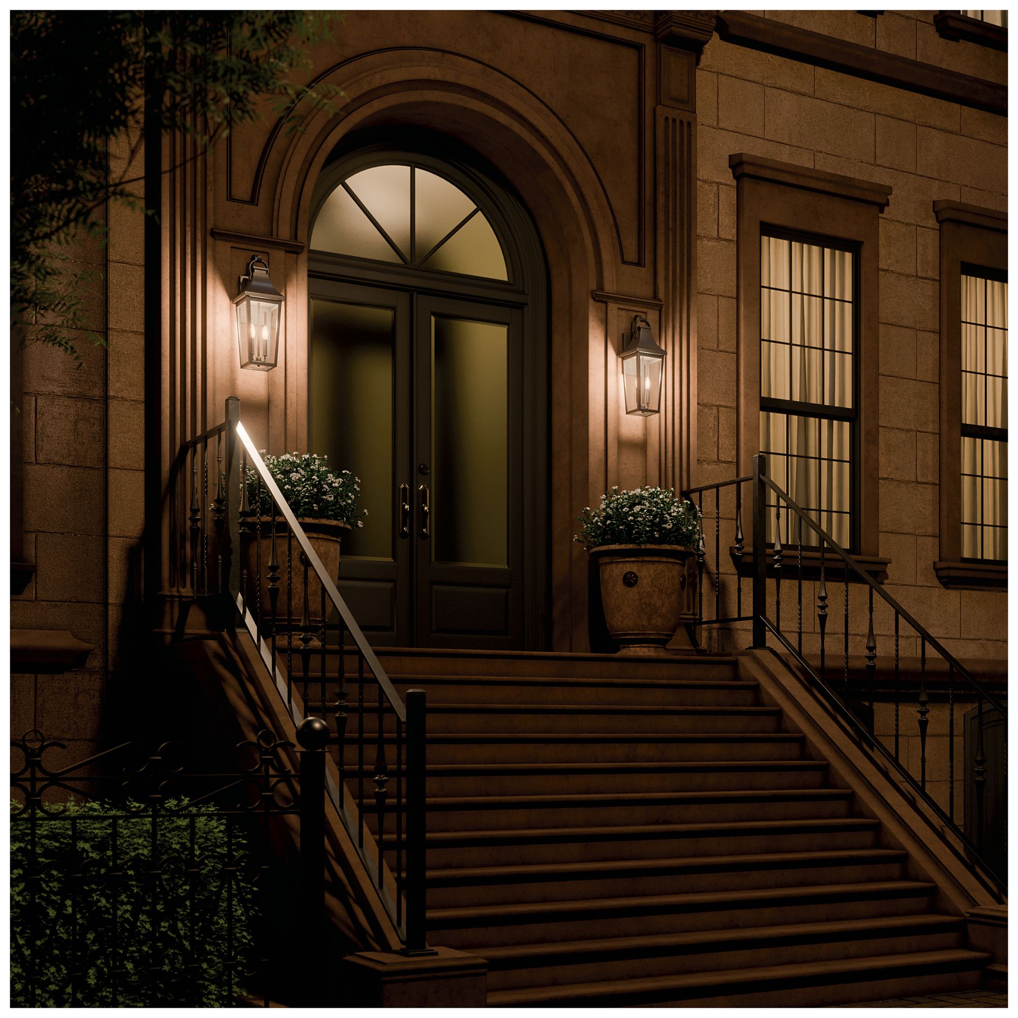 Kichler Cleary 24" 2-Light Outdoor Wall Light Clear Glass Olde Bronze