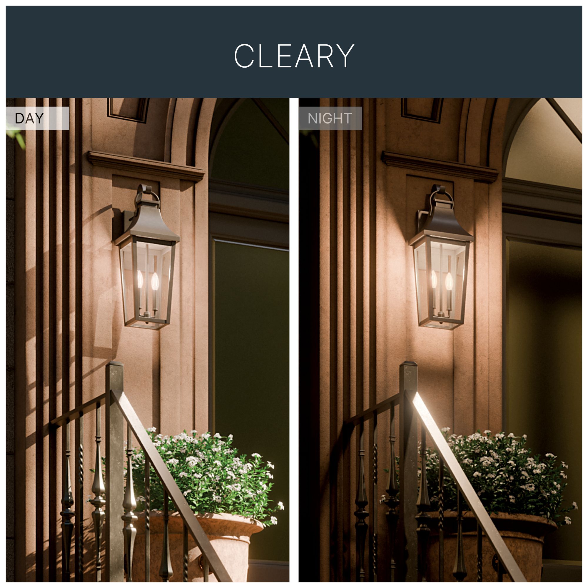 Kichler Cleary 24" 2-Light Outdoor Wall Light Clear Glass Olde Bronze
