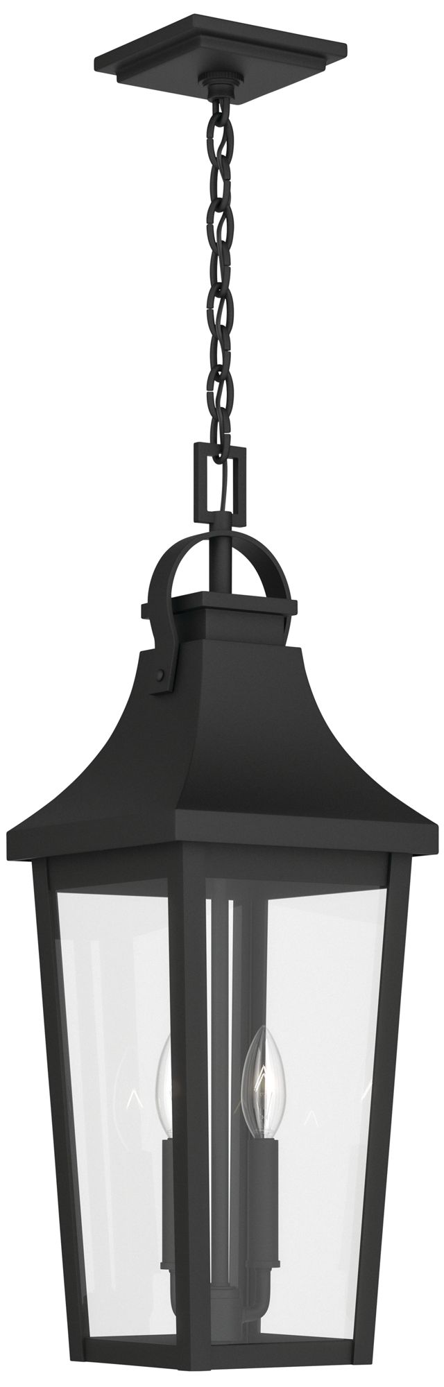 Kichler Cleary 24.75" 2-Light Outdoor Pendant Clear Glass Textured Black