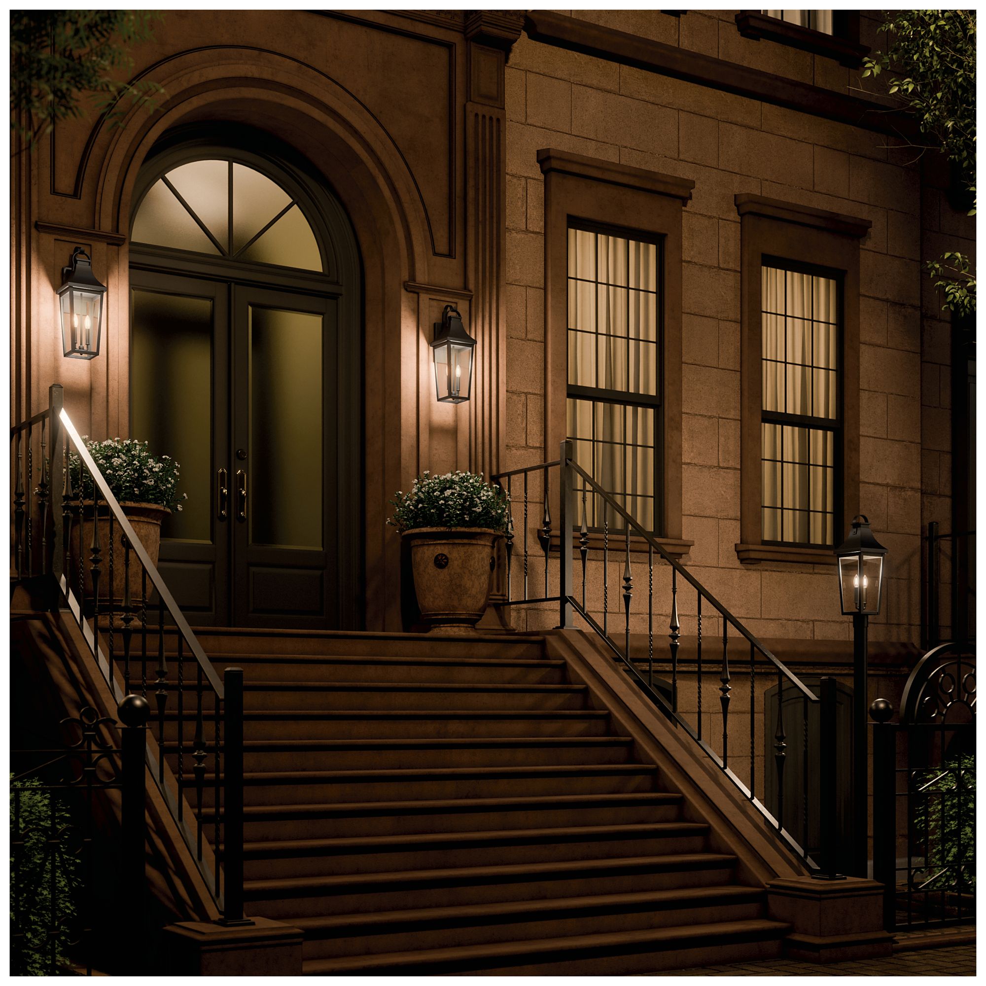 Kichler Cleary 25.25" 2-Light Outdoor Post Light Clear Glass Textured Black