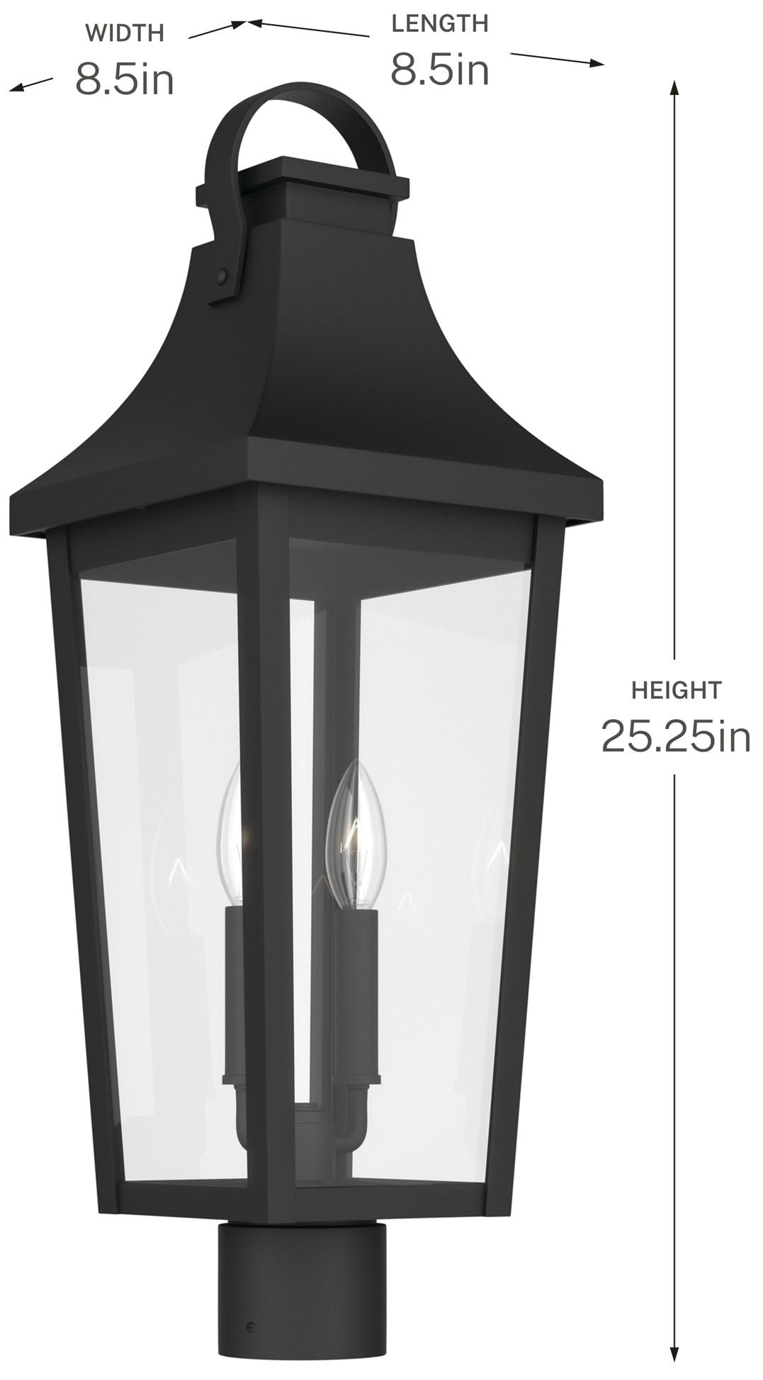 Kichler Cleary 25.25" 2-Light Outdoor Post Light Clear Glass Textured Black