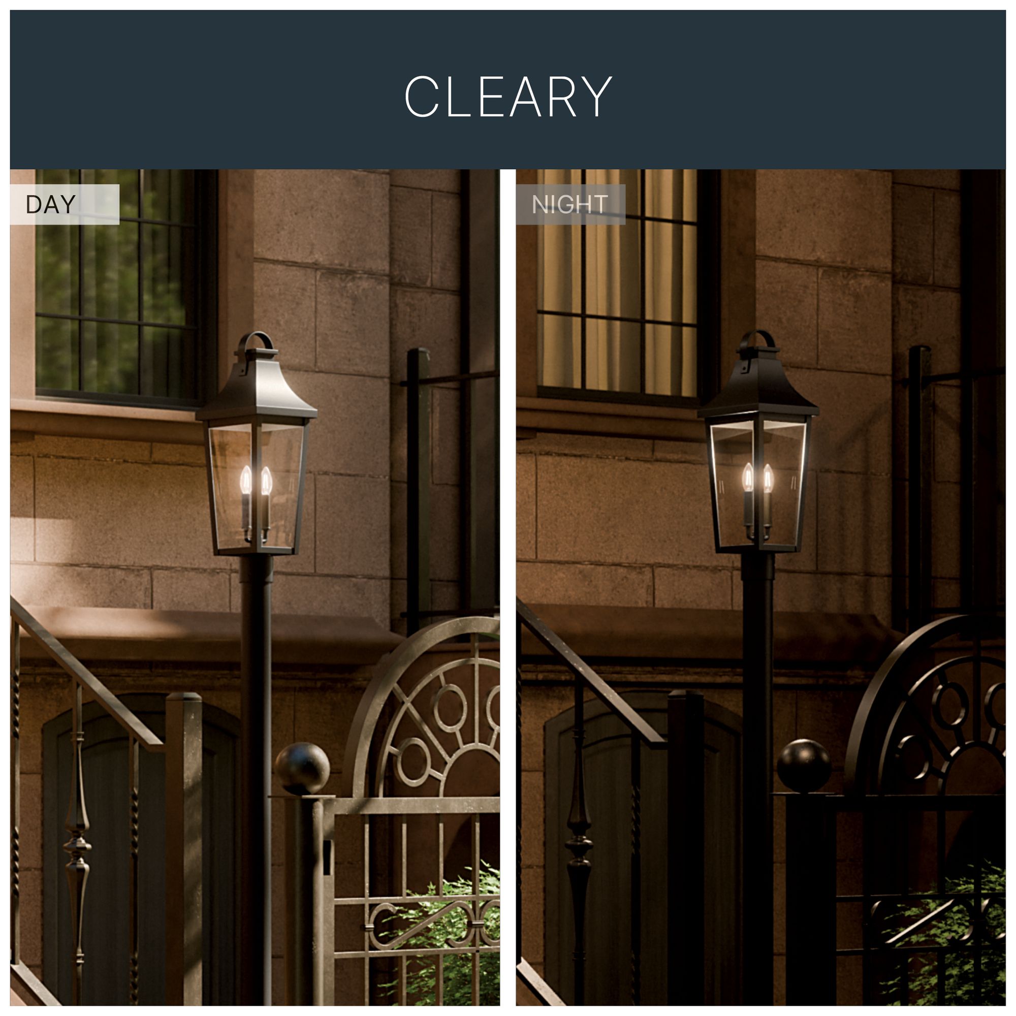 Kichler Cleary 25.25" 2-Light Outdoor Post Light Clear Glass Textured Black