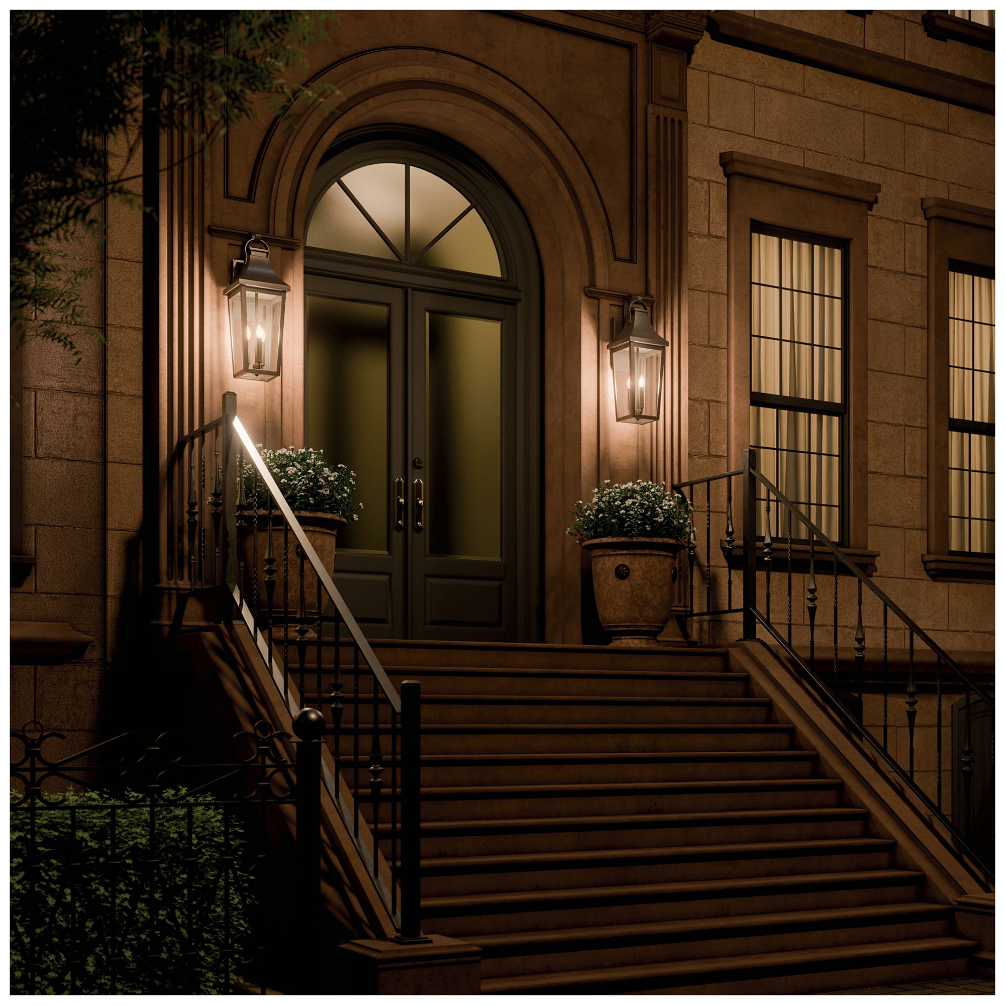 Kichler Cleary 30" 3-Light Outdoor Wall Light Clear Glass Olde Bronze