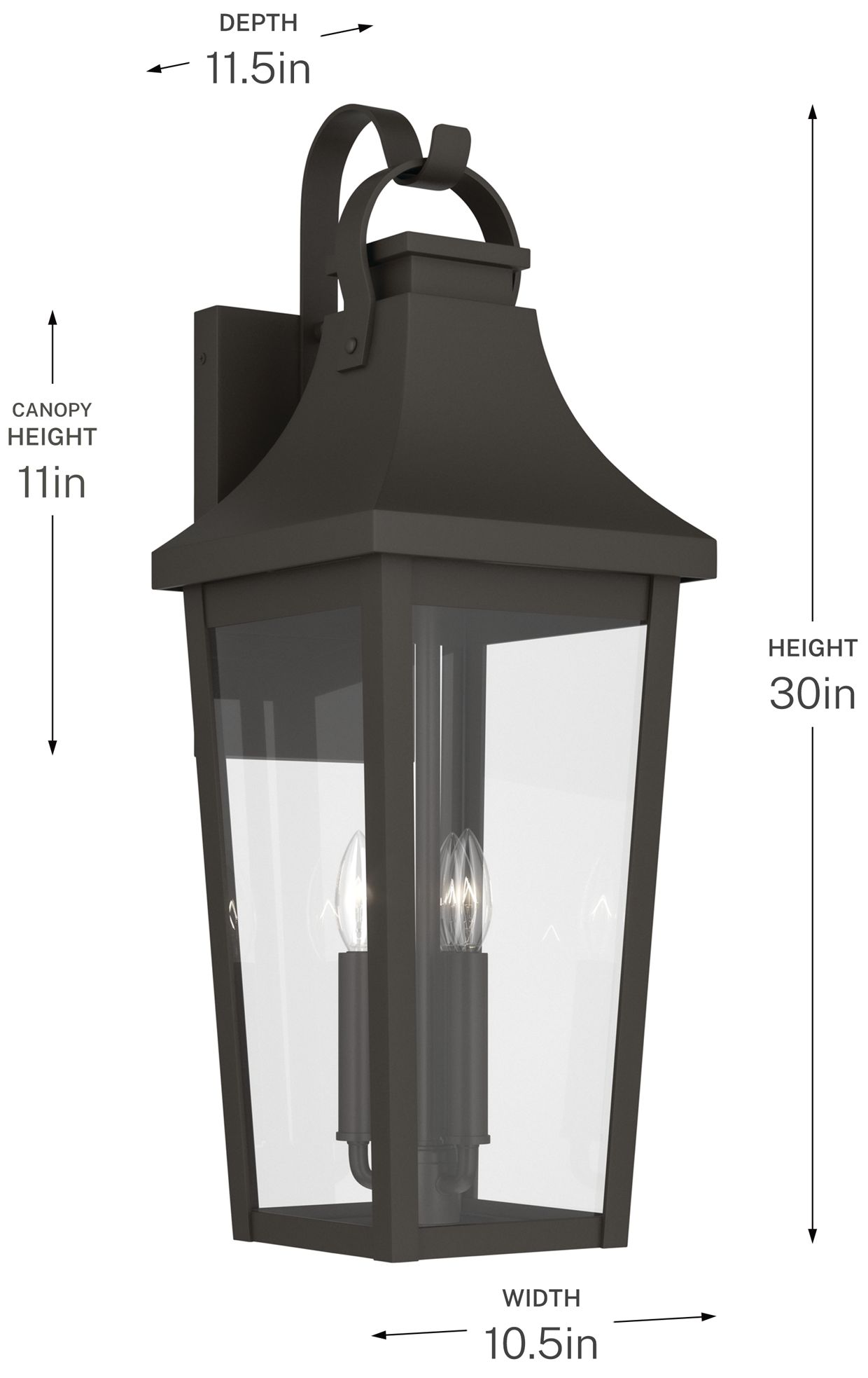 Kichler Cleary 30" 3-Light Outdoor Wall Light Clear Glass Olde Bronze
