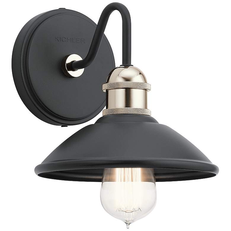 Image 1 Kichler Clyde 7.5 inch High Black Finish Industrial Wall Sconce Light