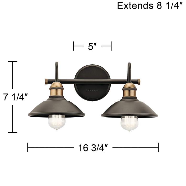 Image 3 Kichler Clyde 7 1/4" High Olde Bronze 2-Light Wall Sconce more views