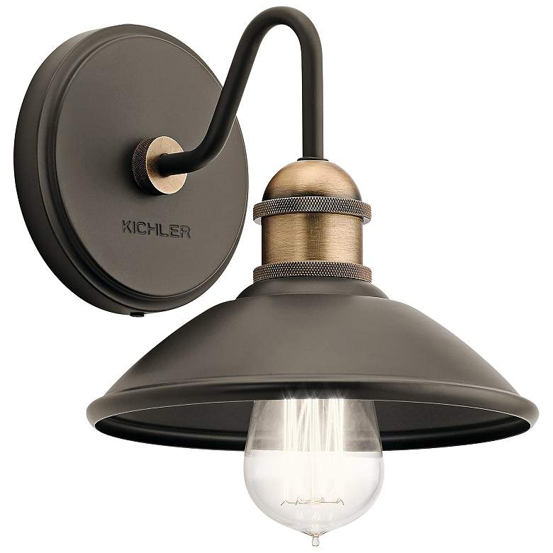 Image 2 Kichler Clyde 7 1/4" Olde Bronze Industrial Barn Light Wall Sconce