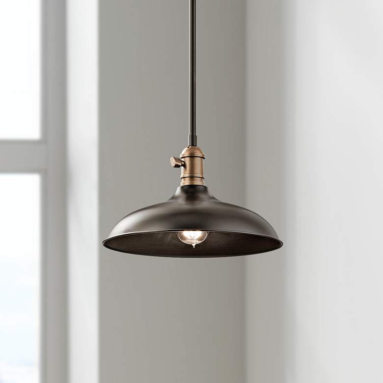 Image 1 Kichler Cobson 12" Wide Bronze Rustic Industrial Dome Pendant Light