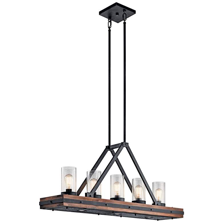 Image 2 Kichler Colerne 46 1/2" Wide Black Auburn Wood 5-Light Island Pendant