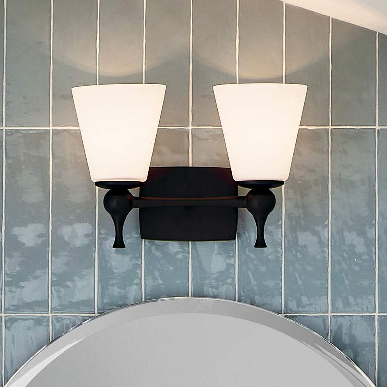 Image 1 Kichler Cosabella 10 1/4" High 2-Light Black Wall Sconce