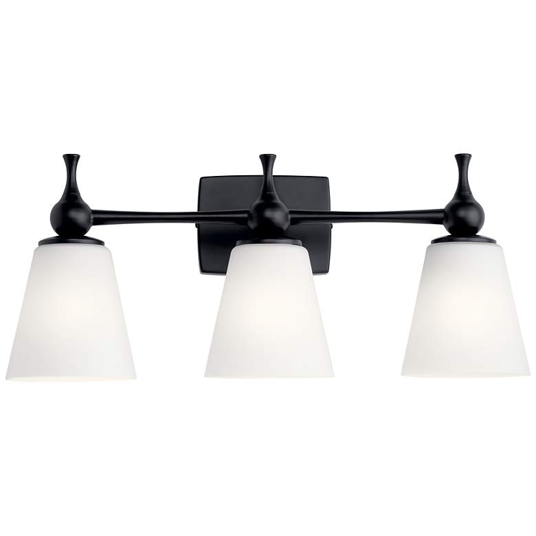 Image 2 Kichler Cosabella 24" Wide 3-Light Black and Opal Glass Bath Light