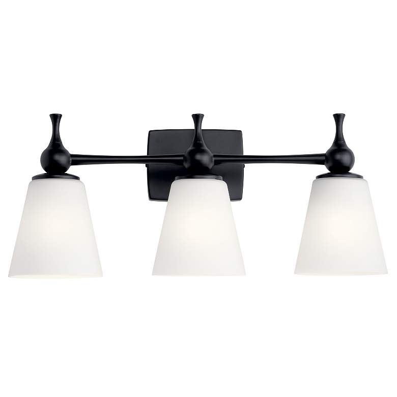 Image 3 Kichler Cosabella 24 inch Wide 3-Light Black and Opal Glass Bath Light more views