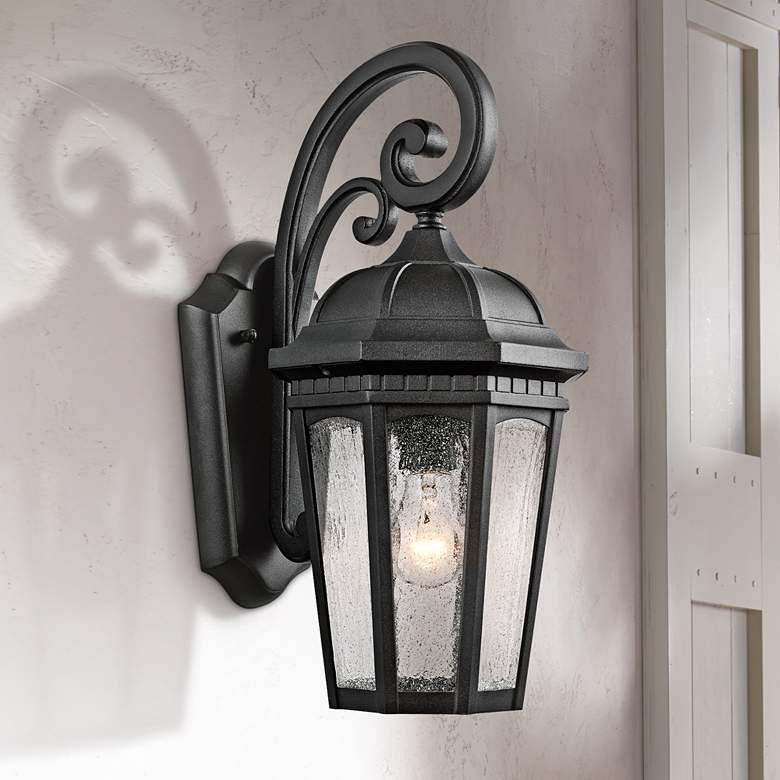 Image 1 Kichler Courtyard 17 3/4 inch High Black Outdoor Wall Light