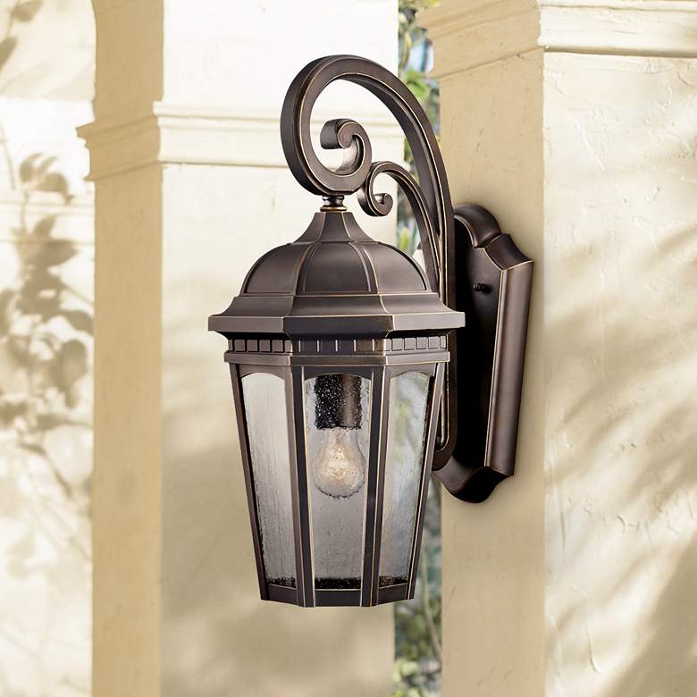Image 1 Kichler Courtyard 18" High Rubbed Bronze Outdoor Wall Light