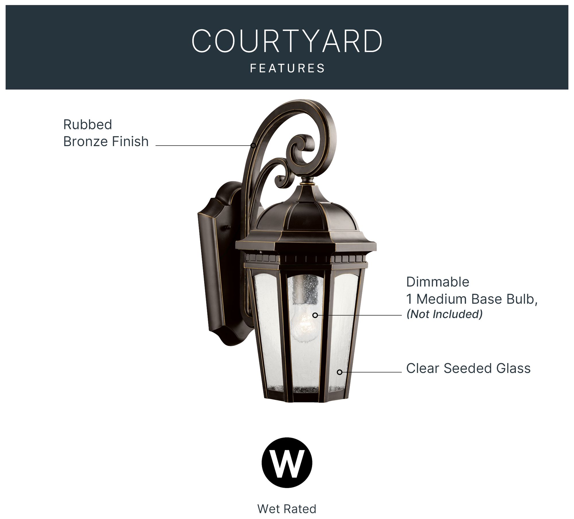 Image 4 Kichler Courtyard 18" High Rubbed Bronze Outdoor Wall Light more views