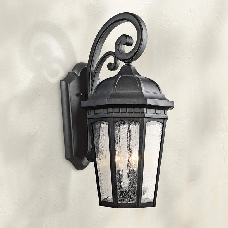 Image 1 Kichler Courtyard 22 1/4 inch High Black Outdoor Wall Light