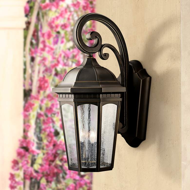 Image 1 Kichler Courtyard 26 1/2 inch High Bronze Outdoor Wall Light