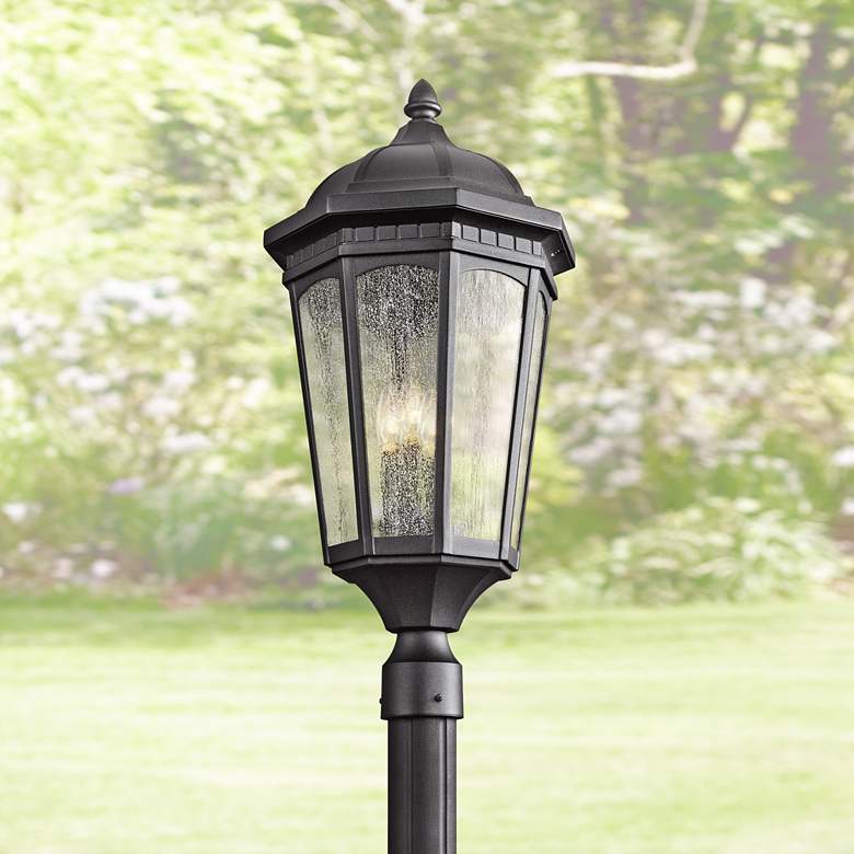 Image 1 Kichler Courtyard 27" High Black Finish Traditional Outdoor Post Light