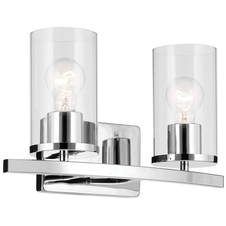 Image 1 Kichler Crosby 15 1/4" Chrome Clear Glass 2-Light Linear Bath Light