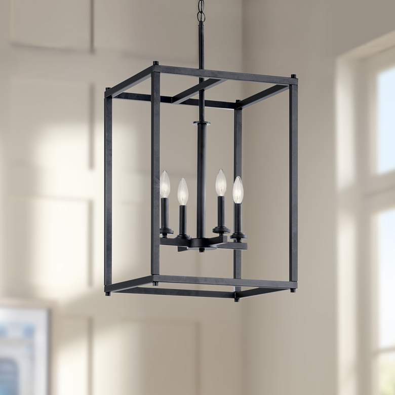 Image 1 Kichler Crosby 16 inch Wide Black 4-Light Foyer Pendant